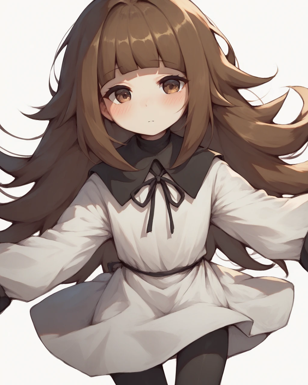 score_9, score_8_up, score_7_up,
<lora:DEEMO_Aris_PONY:1>,deemo aris,1girl, solo, long hair,blush,brown hair, long sleeves, brown eyes, blunt bangs, white dress,black pantyhose,neck ribbon,