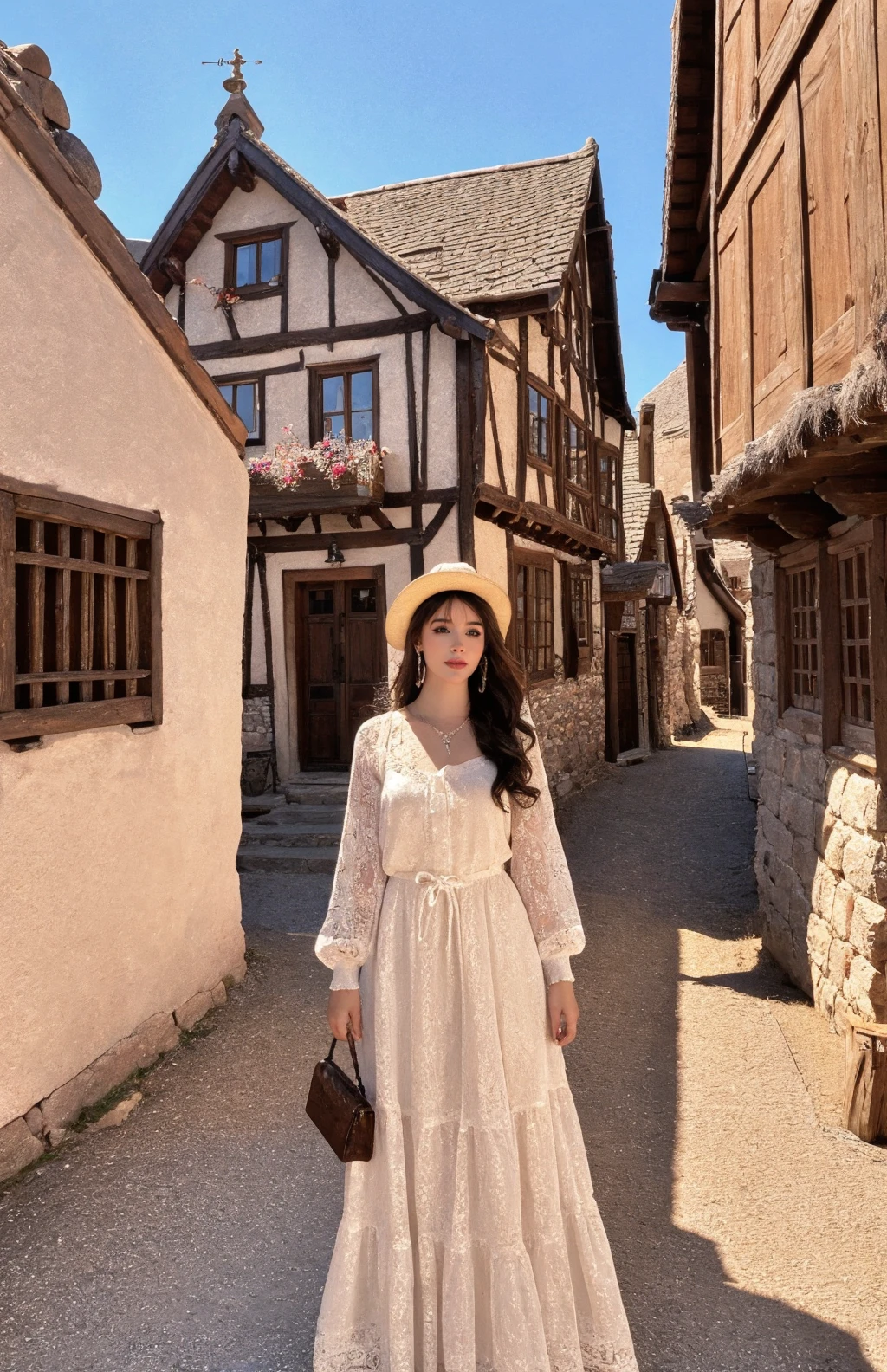 1girl,full body,long hair,intricately detailed,sharp focus,rich shadows,HDR,rembrandt lighting,soft shadows, diffused light,medieval village,wooden buildings,inn,detailed background,vast,ultra highres,intricate texture,Balanced depth of field,full body,<lora:Kyaandere3:0.7> Kyaandere