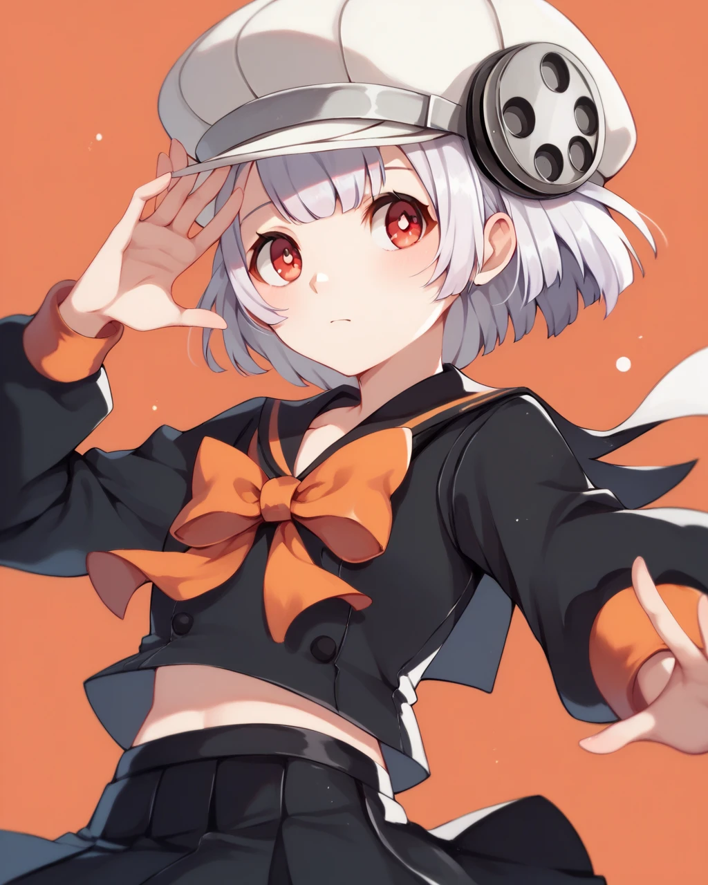 score_9, score_8_up, score_7_up,
<lora:PERSONA_Q2_Hikari_PONY:0.8>,persona q2 hikari,1girl,short hair, red eyes,white hair, pantyhose,bangs,cabbie hat,white headwear, school uniform, sailor collar, black skirt, black shirt, serafuku, bowtie,