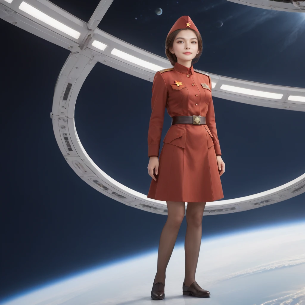 <lora:SDXL 50Soviet Military uniform-000003:0.5>
1girl,solo,Soviet Military uniform, spacecraft, space station, space, dynamic pose, 
best quality, high quality, highres, masterpiece, 
looking at viewer, facing viewer,