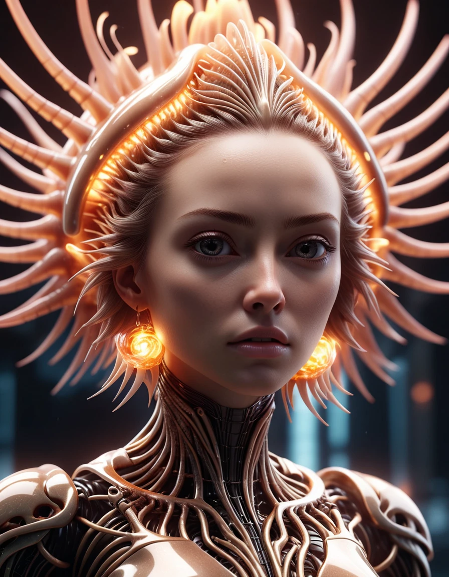 close-up macro portrait of the face of a beautiful princess,epic angle and pose,symmetrical,3d with depth of field,blurred background,cybernetic jellyfish female face skull phoenix bird,translucent,nautilus,energy flows of water and fire. a highly detailed epic cinematic concept CG. made,Blender and Photoshop,octane,excellent composition,cinematic dystopian brutalist atmosphere,dynamic dramatic cinematic lighting,aesthetic,very inspirational,y Greg Rutkowski,Ilya Kuvshinov,Stanley Lau,Ruan Jia and Fenghua Zhong, made out of ral-stkdrnrc <lora:ral-stkdrnrc:0.7>