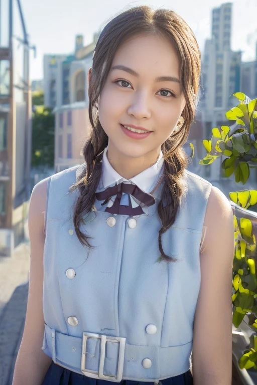 1girl, (sleeveless, uniform:1.6),(RAW photo, best quality:1.4), (realistic, photo-realistic:1.4), masterpiece, an extremely delicate and beautiful, extremely detailed, 2k wallpaper, Amazing, finely detail, extremely detailed CG unity 8k wallpaper, ultra-detailed, highres, soft light, beautiful detailed girl, extremely detailed eyes and face, beautiful detailed nose, beautiful detailed eyes,(blurry,bokeh backgound:1.6),(downtown:2.8),perfect anatomy,(slender body:1.6),(close up face,focus face:1.8),(smile gently,Friendly, warm:1.8),(looking at viewer:1.8), (japanese idol:1.8), (brown eyes:1.4),(standing:1.6),(cleavage:0.8),
<lora:tsukishiroema_lora-10:0.8>