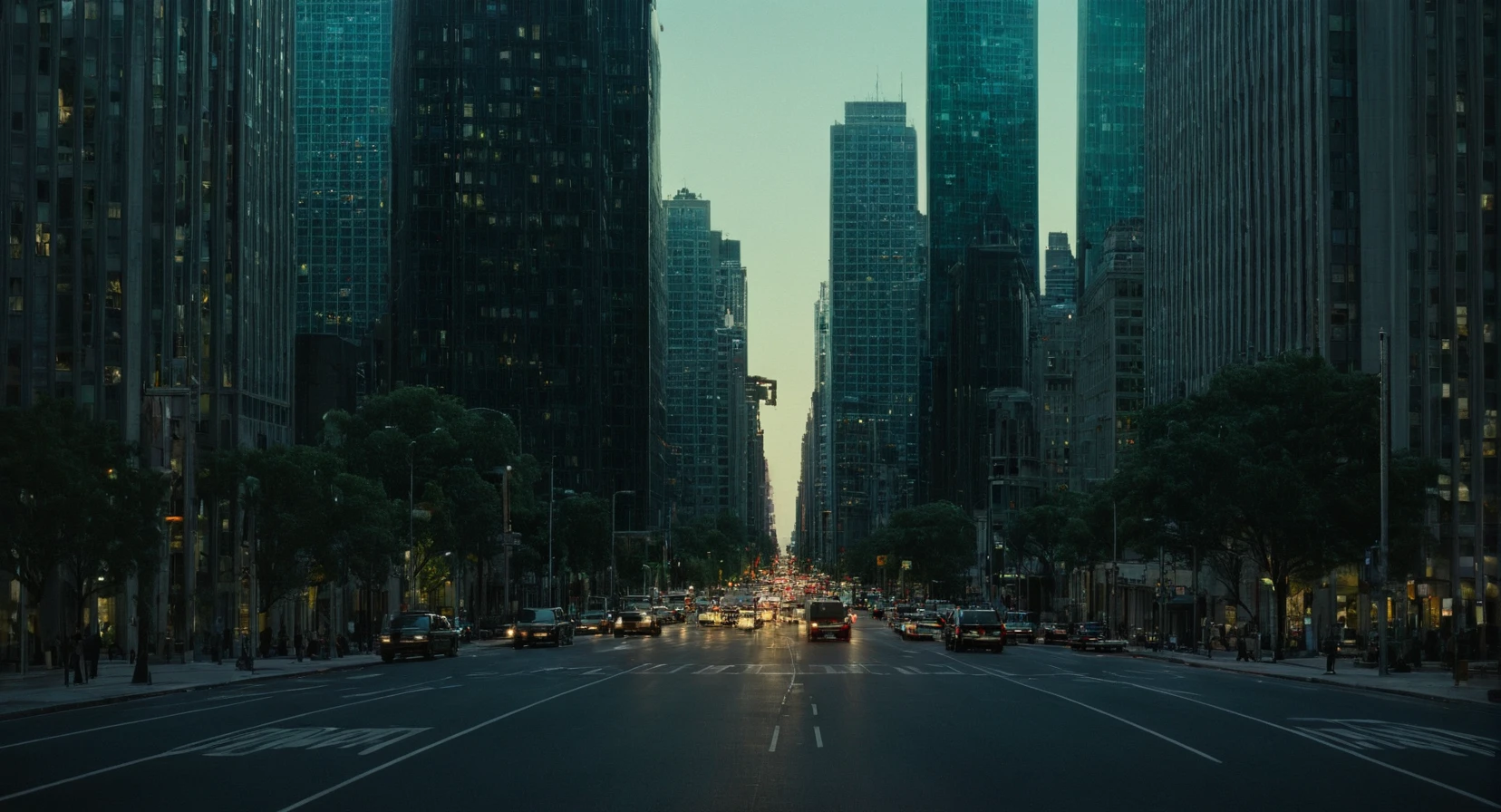 cinematic film still of  <lora:Ron Fricke style:1>
a city street with a lot of traffic and tall buildings,outdoors,sky,tree,no humans,night,ground vehicle,building,scenery,motor vehicle,city,sign,car,road,cityscape,lamppost,street,skyscraper,real world location , realistic, realism, movie still, film grain, kodak film, film contrast, film color, cinematography, documentary, photography, 70 mm film, 65 mm film, Todd-AO, Todd-AO 35, 8K resolution, Ron Fricke film director style, Ron Fricke film directing style, Ron Fricke style, shallow depth of field, vignette, highly detailed, high budget, bokeh, cinemascope, moody, epic, gorgeous, film grain, grainy