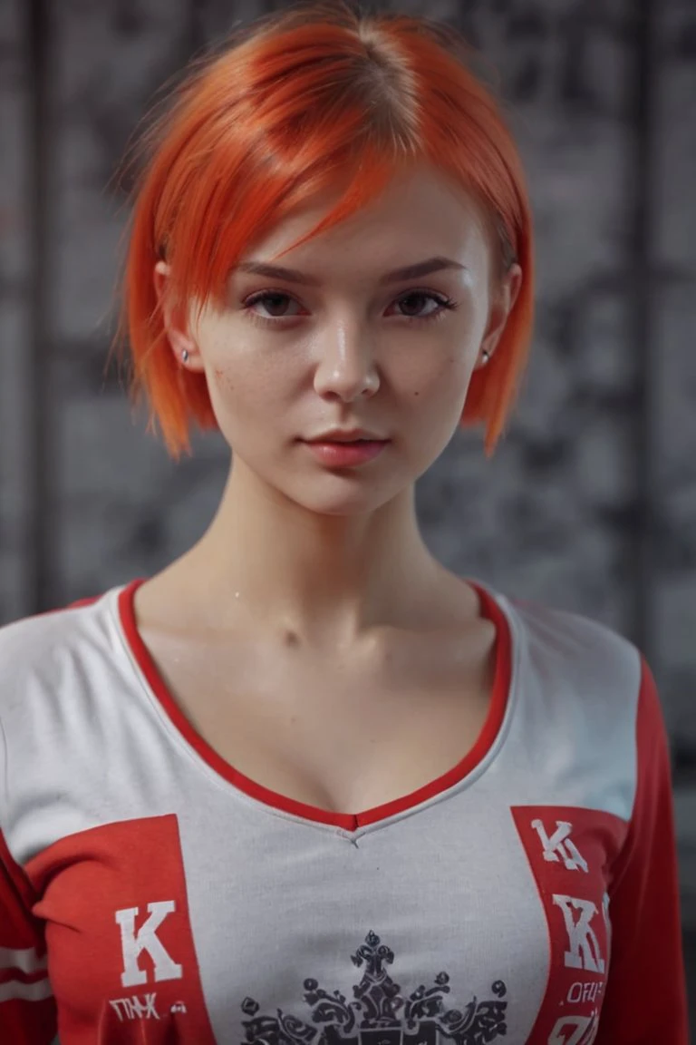 score_9, score_8_up, score_7_up, score_6_up, score_5_up, 8k portrait, inkpunk style, photo portrait, a beautiful russian girl, (blond:red:0.8) short hair , wearing club gear Walking, (masterpiece), (realistic), 8k, RAW photo, very wide shot, octane render, unreal engine, volumetrics dtx, (film grain, bokeh, blurry foreground)
