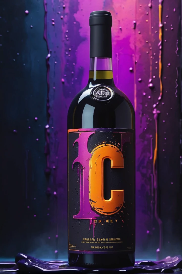 neonpunk style The letter C is a label on a wine bottle, A sea filled with bubbly orange soda, medium full shot, poster art, bold lines, hyper detailed, expressive, award winning, dark limited color palette, high contrast, depth of field, (intricate details, masterpiece, best quality:1.4),
back lighting, looking at viewer, dynamic pose, wide angle view,, Heavy oil painting, trending on facebook, muted colors, slate tones, brush strokes, puddy knife marks, edgy areas next to smooth areas, dark next to light, soft next to hard, a blast of colorful paint, ridges of thick paint create shadows and thick texture, smokey grainy areas next to smooth open areas, a sense of three dimensions, an abstraction of details in color and form, ((oily texture with clumps of paint)). . cyberpunk, vaporwave, neon, vibes, vibrant, stunningly beautiful, crisp, detailed, sleek, ultramodern, magenta highlights, dark purple shadows, high contrast, cinematic, ultra detailed, intricate, professional