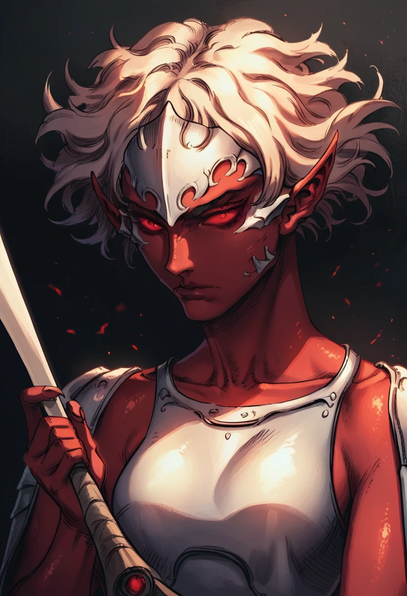 score_9, score_8_up, score_7_up, dragon girl, black scales, red accents, holding daggers, obsidian, standing, solo, dynamic, bare shoulders, (alien, ominous:1.2), sexy_woman, black background <lora:b3rs3rkstylev1SDXLpony1:1> b3rs3rkstyle