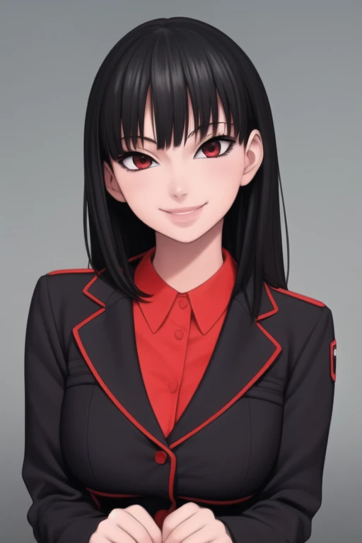 1girl, solo, looking at viewer, smile, original, upper body, (kakegurui style:0.99)