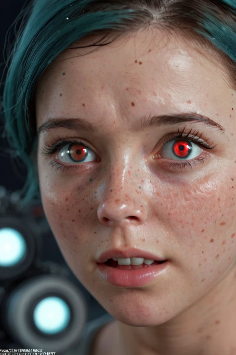 score_9, score_8_up, score_7_up, score_6_up, score_5_up, cinematic film still realistic, photorealistic, award winning photo , Eye Level Shot (means looking directly in front of a person), realistic photo, 1girl female star ship technician, holding futuristic repair equipment, teal hair, red eyes, tall, beautiful face, freckles, wrinkled skin, . shallow depth of field, vignette, highly detailed, high budget Hollywood movie, bokeh, cinemascope, moody, epic, gorgeous, film grain, grainy, (masterpiece), (realistic), 8k, RAW photo, very wide shot, octane render, unreal engine, volumetrics dtx, (film grain, bokeh, blurry foreground)