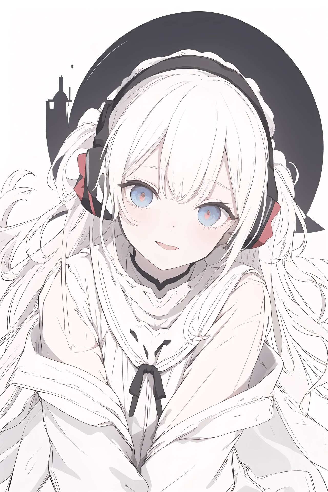 (best quality, masterpiece, highres),1girl,solo,ribbon,rough up hairstyle,ear muffs,vambraces,looking at viewer,dynamic_angle,
<lora:Bx_cool white_v1.08:1>,