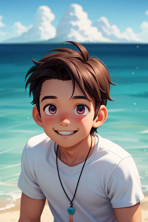 1boy, solo, pixar character ,pixar style,pink cloud ,happy ,cute smile, sunshine, in paradise, very detailed face(best quality), (masterpiece), (best lighting), (high detailed skin:1.0),( detailed eyes), 8k uhd, dslr, soft lighting, best quality, film grain, Fujifilm XT3,