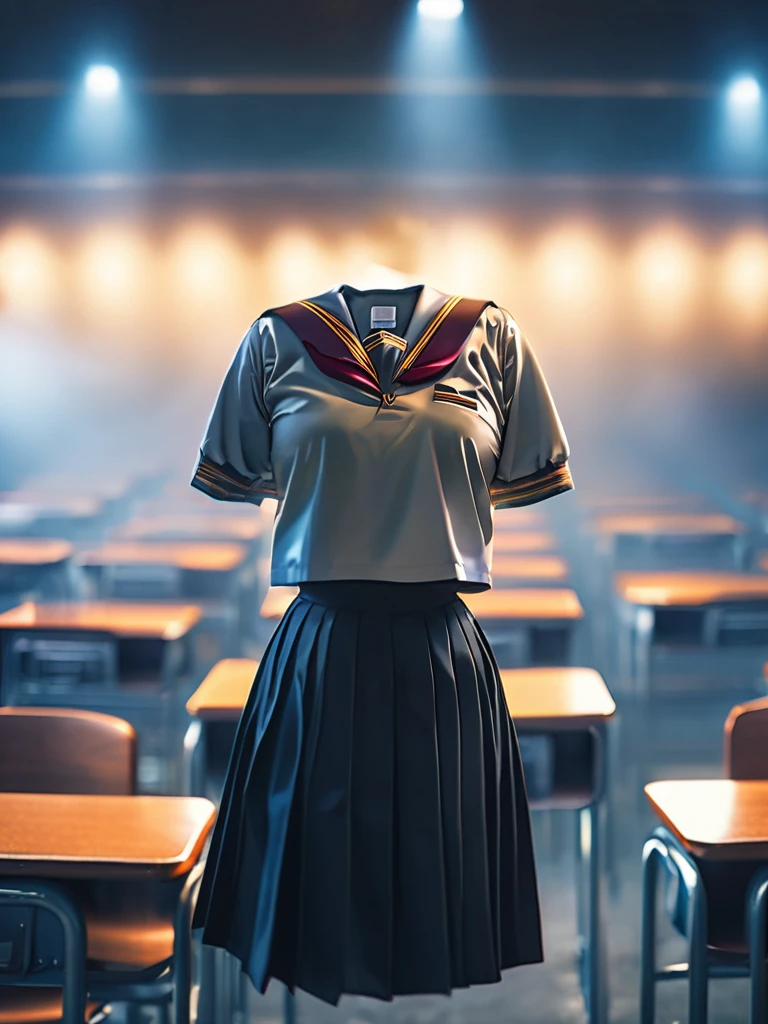 cinematic photo <lora:xl_Invisible person-000022:1>,Invisible person,school uniform,, masterpiece,best quality . 35mm photograph, film, bokeh, professional, 4k, highly detailed