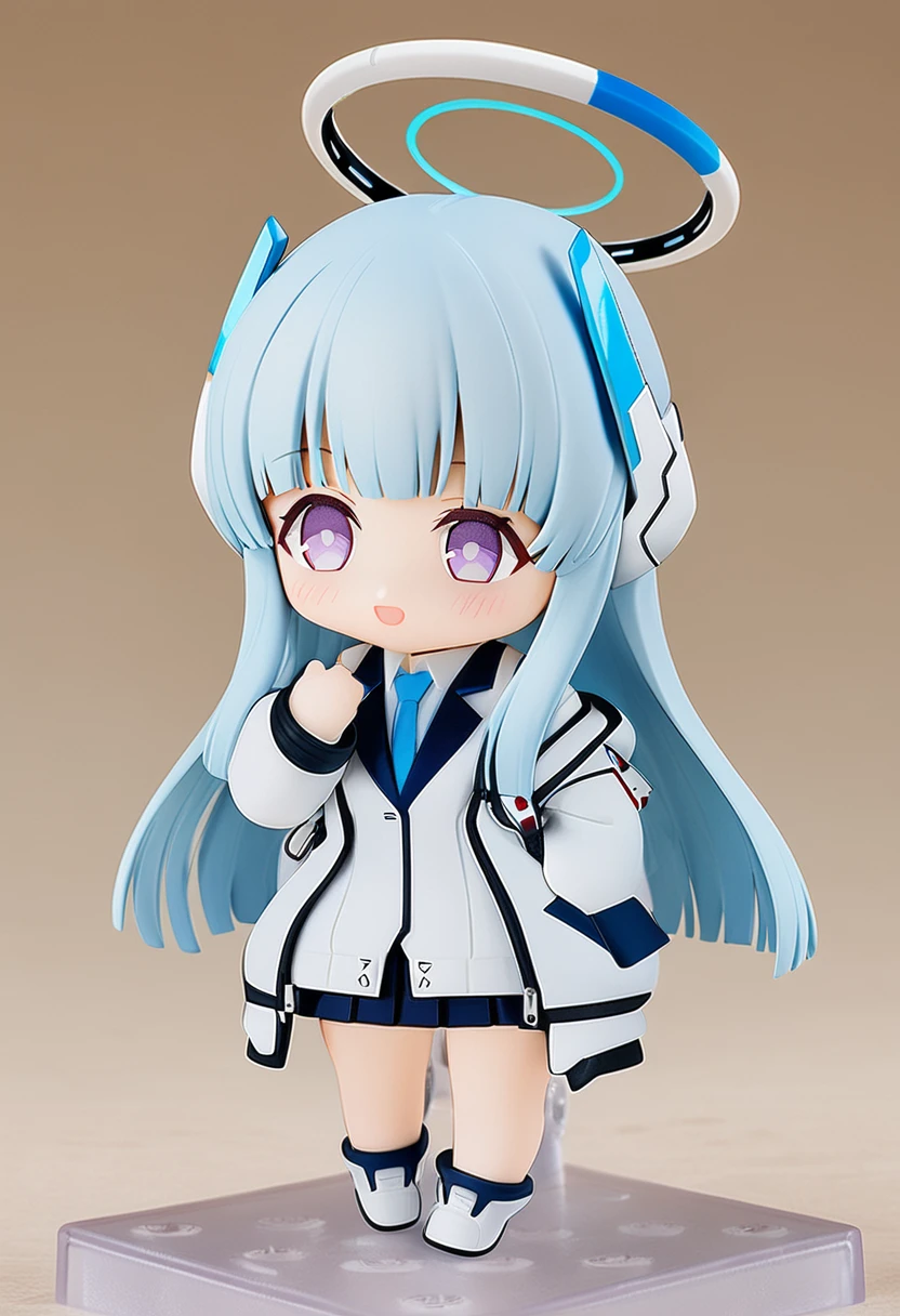 <lora:nendoroid_xl_v2:1>1girl, noa \(blue archive\), white suit, halo, nendoroid, full body, chibi