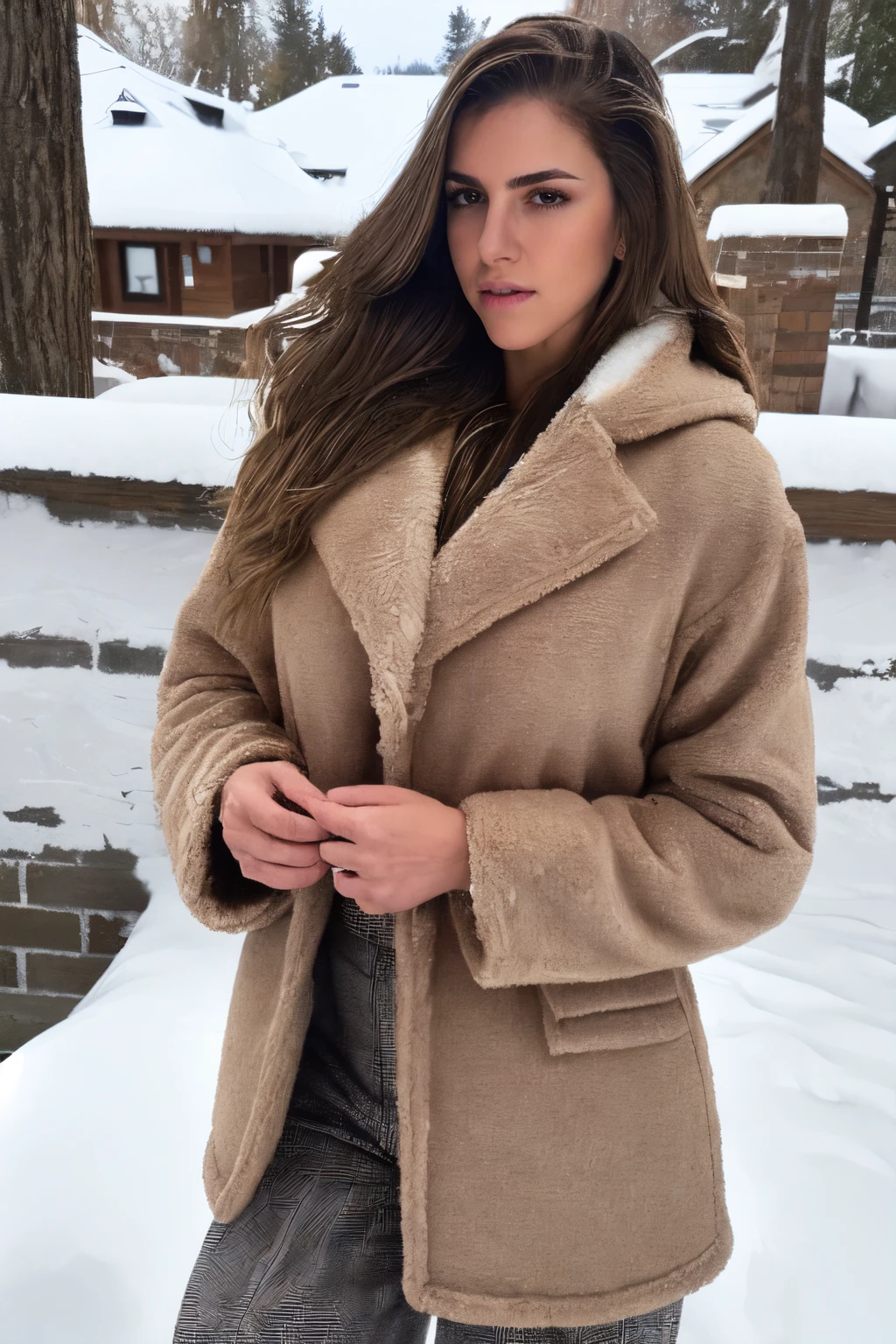 beautiful eyes, beautiful girl, high detail skin, high detail eyes, high detail hair, highres, ultra detailed, sharpen picture, Highly detailed, masterpiece, best quality, photorealistic,
<lora:Anllela SagraLora:1>realistic, 1girl, long hair, brown hair, toned, brown winter coat, pants, snow, winter, closed coat