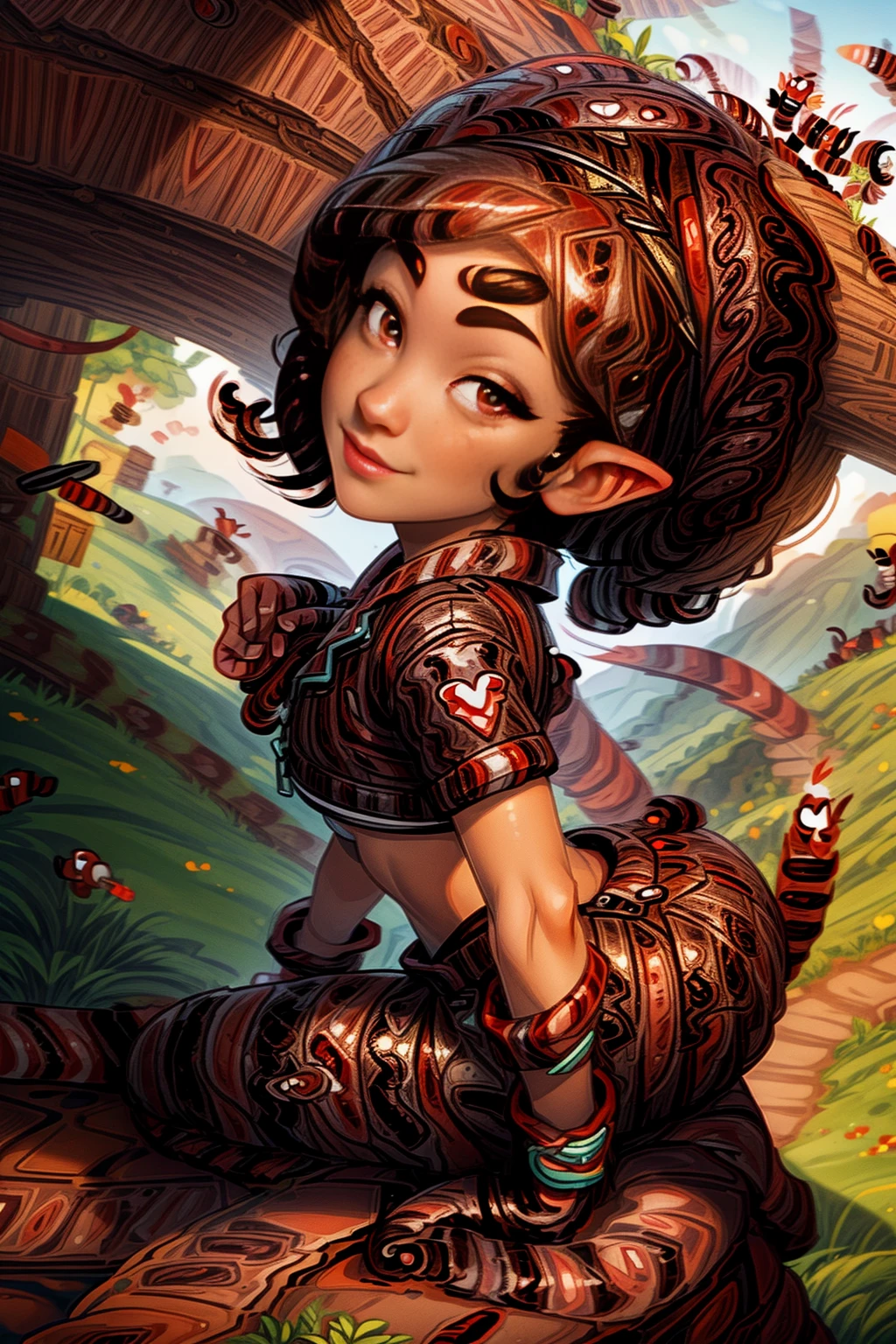 <lora:WormsWorld:1.0> WormsWorld (1woman:1.3)(adventure clothes :1.1) forest <lora:more_details:1>