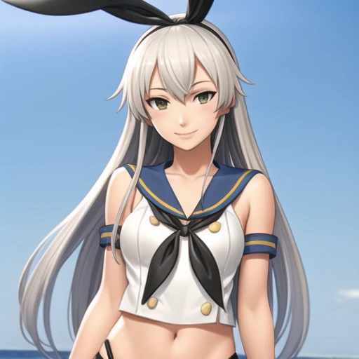 1girl, solo, looking at viewer, smile, shimakaze \(kancolle\),