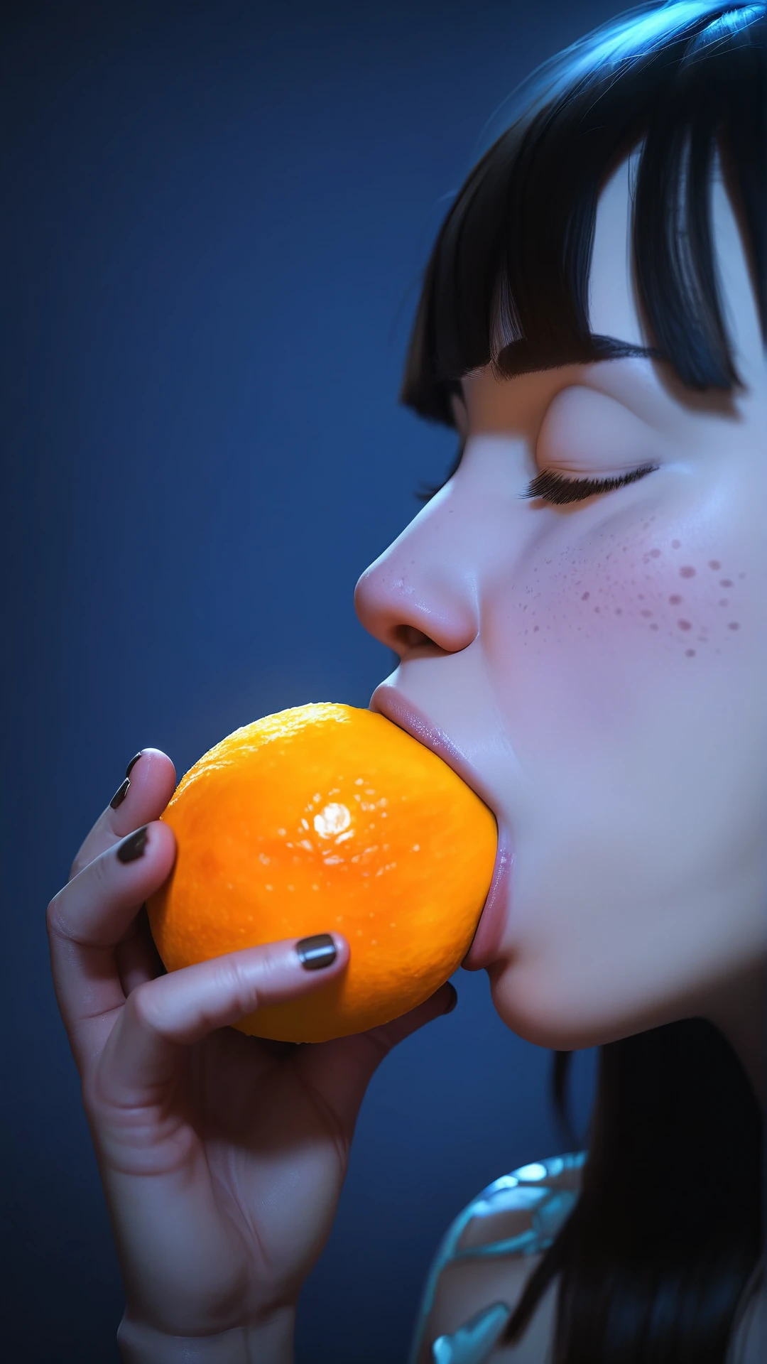 1girl, posing, micro bangs hair, insertion mouth lemon inserting a lemon in her mouth, sucking on lemon, object insertion, <lora:InsertionPony:1> score_9, score_8_up, score_7_up, score_6_up, score_5_up, score_4_up, rating_explicit, rating_questionable, anime <lora:Anime Summer Night Style SDXL_LoRA_Pony Diffusion V6 XL:0.5> dark theme, low light, (Masterpiece:1.3) (best quality:1.2) (high quality:1.1)