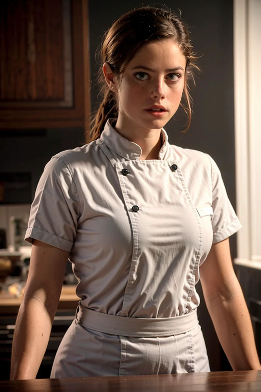 femme, ((chef-d&#39;œuvre, Meilleure qualité)), peau détaillée, très détaillé, Éclairage cinématographique, Ultra réaliste, rougir, regarder le spectateur,  Anna, Anna from frozen, princesse, Disney, cheveux bruns, cheveux longs, portrait,intérieur, dans le Woredeobe, essayer des sous-vêtements,   clivage,  gros seins qui débordent,  Hanches larges, vue complète du corps, grand, 
jupe, minijupe, microjupe, pleated jupe, Cuisses,