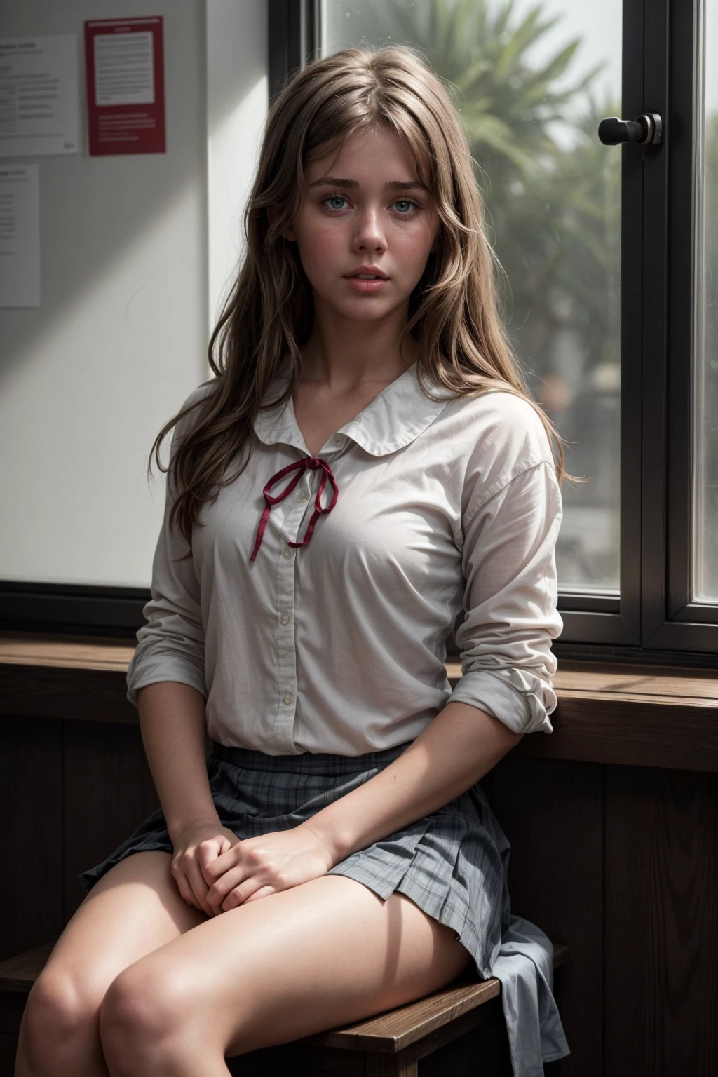 (Beauty photo:1.2) of susanhmnwy, as a schoolgirl, wearing blazer, ribbon, pleated skirt, sitting in a classroom with earplugs listening to music,
(detailed skin texture:0.8), (blush:0.5), (goosebumps:0.5), subsurface scattering, perfect hands, (masterpiece:1.2), high quality, intricate details, highly detailed background, 8k, (Ultra-HD-details), (lively-looks), shallow depth of field, vignette, bokeh, gorgeous
<lora:add_detail:0.8>