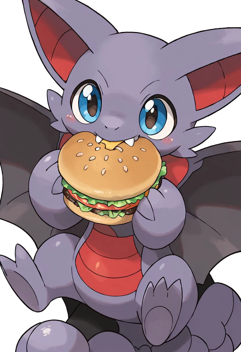 score_9, score_8_up, Gliscor pokemon eating a burger, glossy cute adorable