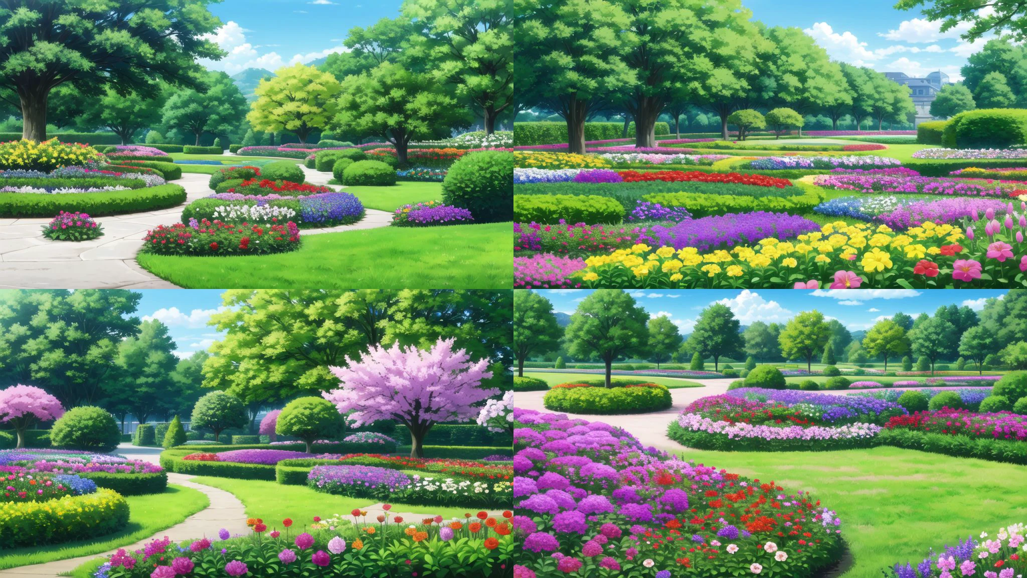 anime screencap, beautiful vision of garden with flowers in a spring day, masterpiece, best quality, high quality, best details