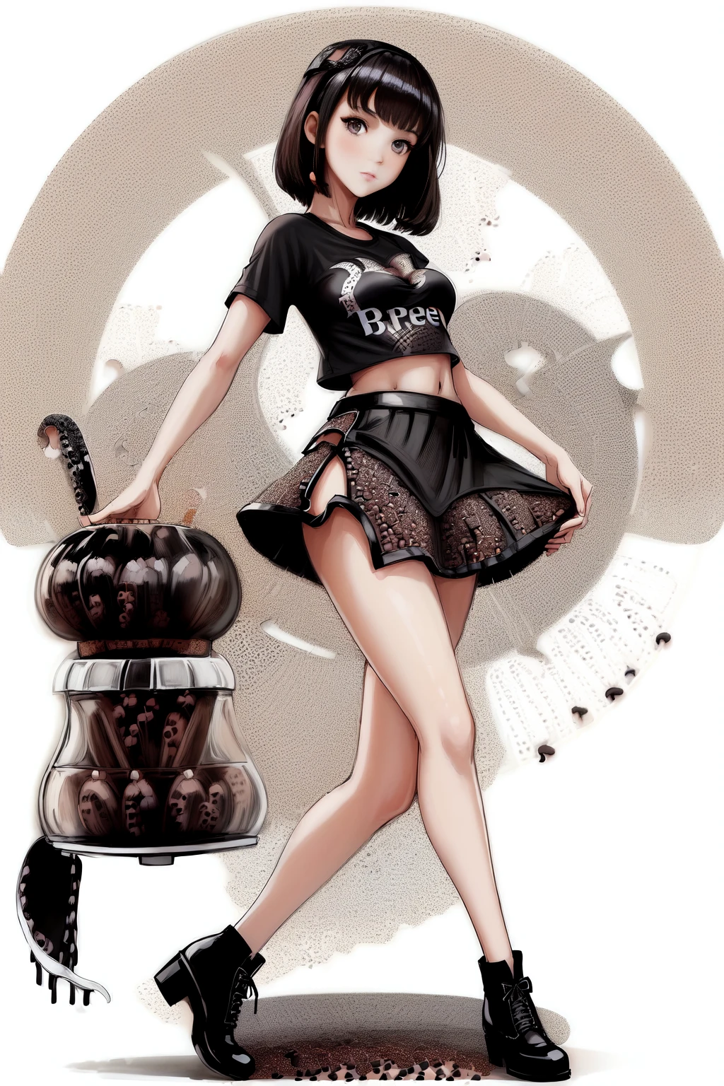 The beautiful girl in lace top and leggings is sitting astride a pile of skeletons in the center of the picture. She is holding a trembling sausage with juice squeezed out in her hand and smiling. There are multiple comic storyboards in the background,cbt, sausage bondage,sausage insertion,Sexy, trampling sausage with high heels heel,(masterpiece, best quality:1.2),1 beautiful girl,sexy,comic storyboard:2, leggings, sit astride, axially symmetrical:2, ,femdom,sounding,cbt,hold,smile,colorful,leggings,thin gap,cameltoe,insertion,trembling,juice,spray, Long hair,Lace top,Sexy, Shiny leggings, High heel,cleveage, trampling, in forest, saliva , Mucus,