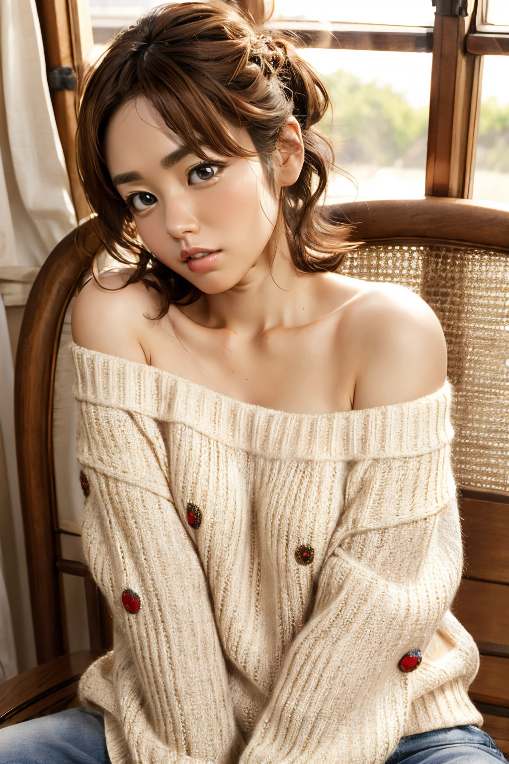 photo, realistic,best quality,1girl,woman, portrait, casual wear, off shoulder sweater,
<lora:SayakaIsoyama2lora:1>