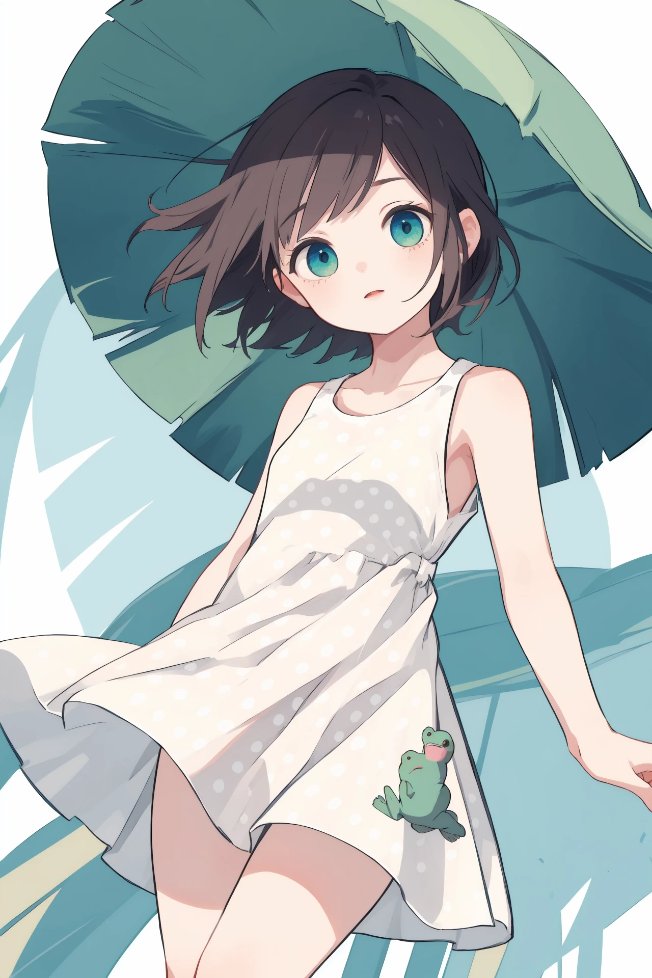 (best quality, masterpiece, highres),1girl,solo,frog cut men's hair,summer tank top,polka_dot_dress,looking at viewer,dynamic_angle,
<lora:Bx_cool white_v1.08:1>,