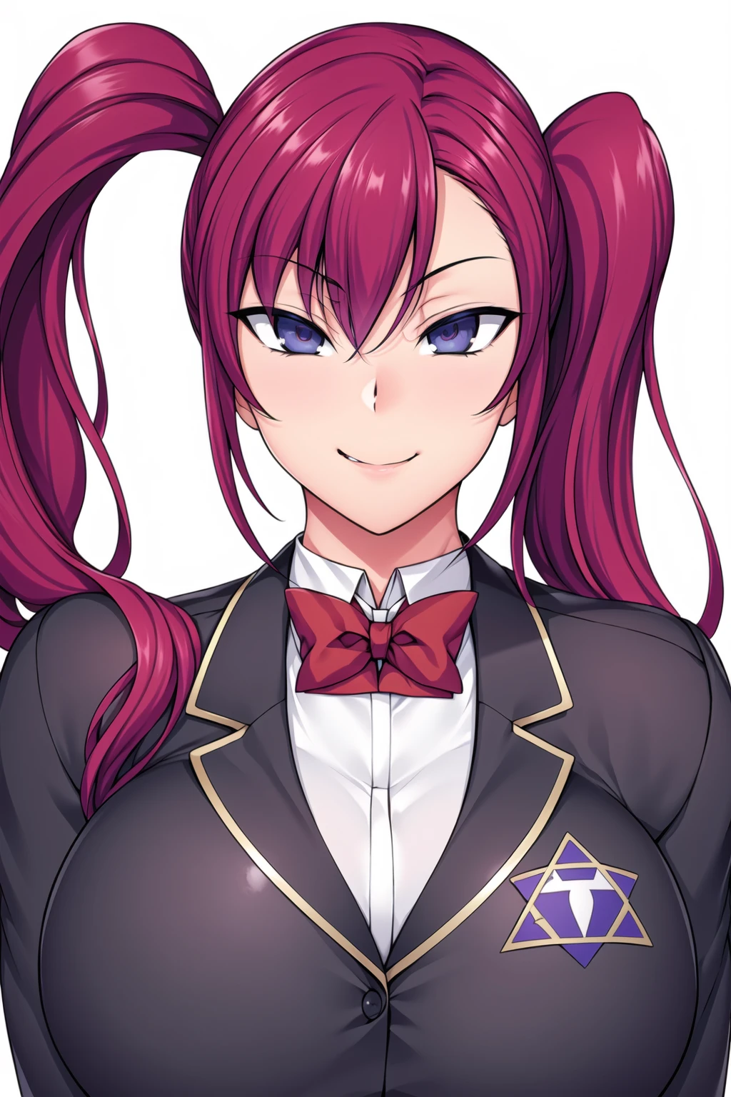 Simple White Background,
dynamic pose,standing at attention,
school_uniform,Blue_jacket,red_bowtie, pleated_skirt,thighhighs,black legwear,long sleeves,
<lora:Rina_Tsushima_SaiminSeishidou-KK77-V1:0.7>,
Blue eyes, red hair,bangs,Long hair, hair ornament,(Single_Leftside_ponytail:1.4),
<lora:Oda_Non_Style-KK77-V2:0.1>,<lora:SaiminSeishidou_Lesson_Style-KK77-V1:0.2>,<lora:more_details:0.1>,
1 girl, 20yo,Young female,Beautiful long legs,Beautiful body,
Beautiful Nose,Beautiful character design, perfect eyes, perfect face,expressive eyes,perfect balance,
looking at viewer,(Focus on her face),closed mouth, (Evil_Smile:1.3),
official art,extremely detailed CG unity 8k wallpaper, perfect lighting,Colorful, Bright_Front_face_Lighting,White skin,
(masterpiece:1.0),(best_quality:1.0), ultra high res,4K,ultra-detailed,
photography, 8K, HDR, highres, absurdres:1.2, Kodak portra 400, film grain, blurry background, bokeh:1.2, lens flare, (vibrant_color:1.2),professional photograph,
(Beautiful,large_Breasts:1.4), (beautiful_face:1.5),(narrow_waist),