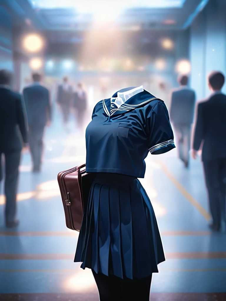 cinematic photo <lora:xl_Invisible person-000022:1>,Invisible person,school uniform,, masterpiece,best quality . 35mm photograph, film, bokeh, professional, 4k, highly detailed