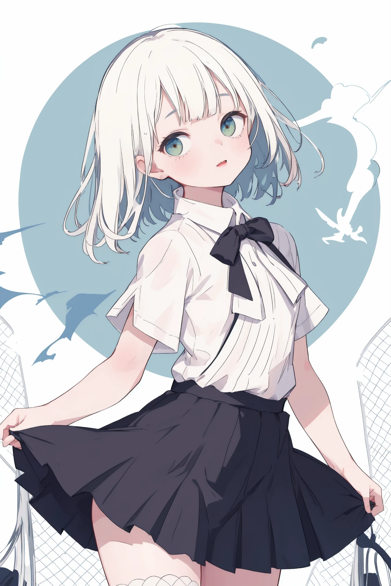 (best quality, masterpiece, highres),1girl,solo,bangs pinned back,skirt,fishnet_top,looking at viewer,dynamic_angle,
<lora:Bx_cool white_v1.08:1>,