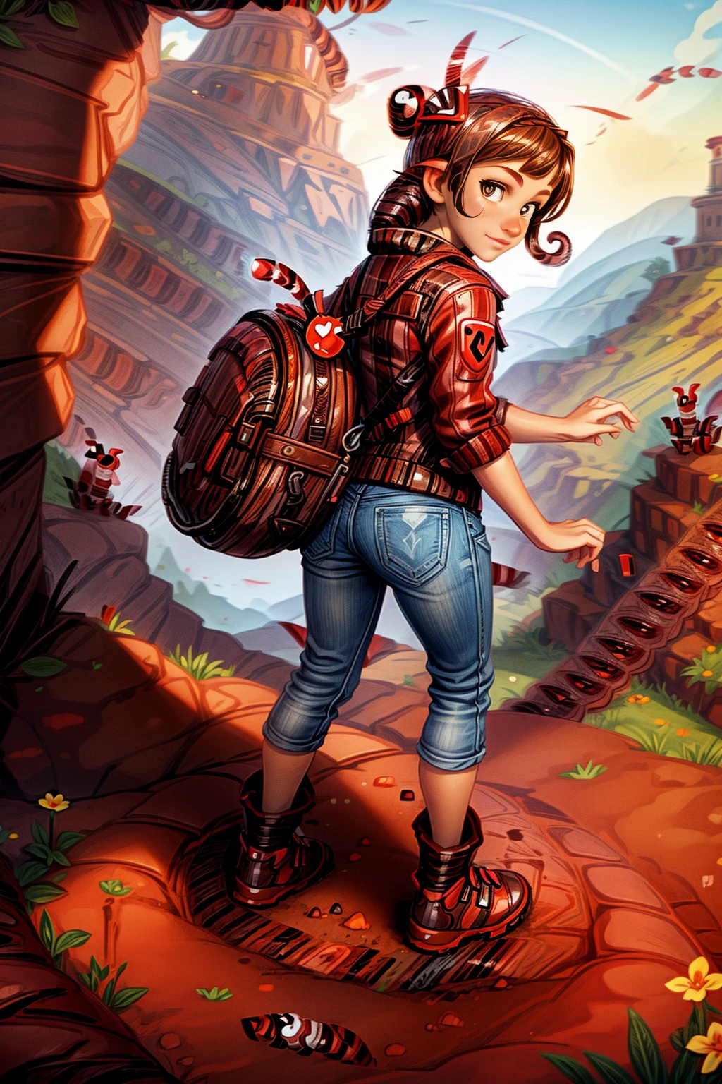 <lora:WormsWorld:1.0>  WormsWorld (1woman:1.3)(adventure clothes :1.1) forest <lora:more_details:1>