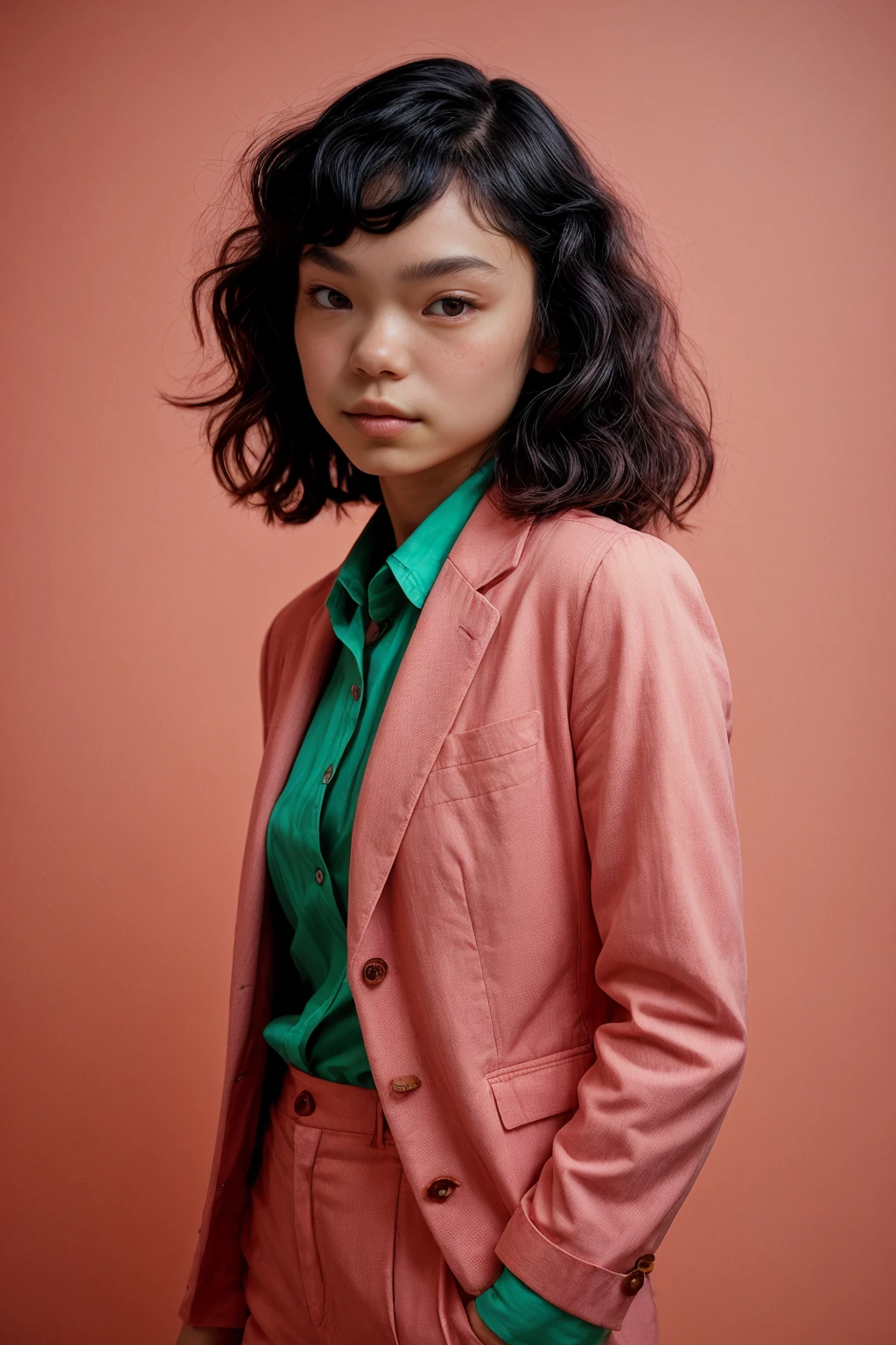 analog film photo ((light theme)), <lora:[JP]_-_Kotone_Furukawa:.8> mt-kotonefurukawa, solo, (looking at viewer), realistic lighting, (detailed skin), (detailed face), black hair, (((sadly disgusted))), (((blazer, button-up, slacks))), (artful Light Coral background:1.5)
BREAK
dancing at a campfire party
BREAK
cinematic lighting, vibrant colors, masterpiece, best quality, ultra-detailed, ultra high res, (photorealistic:1.4), raw photo, (realistic:0.2), 8k HDR, 1girl, bokeh, f1.4, 40mm, photorealistic, raw, 8k, textured skin, skin pores, intricate details,
BREAK
<lora:PAseer-SD15-LCM Quick:1> <lora:mindPhoto:.4> mt-helper <lora:epiCRealismHelper:.8>  <lora:add_detail:0.8> <lora:DStyle_-_Photography_Style:.6> dstyle               . faded film, desaturated, 35mm photo, grainy, vignette, vintage, Kodachrome, Lomography, stained, highly detailed, found footage