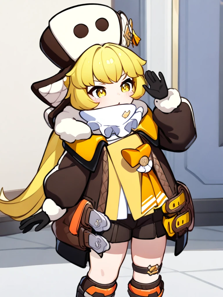 <lora:sd_xl_dpo_lora_v1-128dim:1>,<lora:xl_hook(a3.1):1>,Hook is a girl with yellow low twintails and yellow eyes,Hukeyifu costume,hat,, masterpiece,best quality,