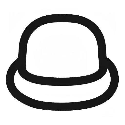 (hat icon),icon,black outlines,bold outlines,Rounded corners,smooth,white_background,
(Minimalism),monochrome,vector,best quality,masterpiece,