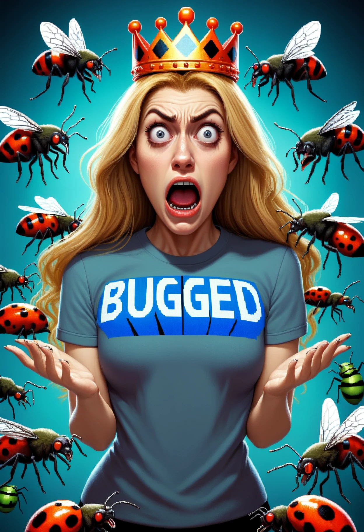 DonM8u663dXL, text "BUGGED!", female vidiian, , crown  <lora:DonM8u663dXL-000008:1>