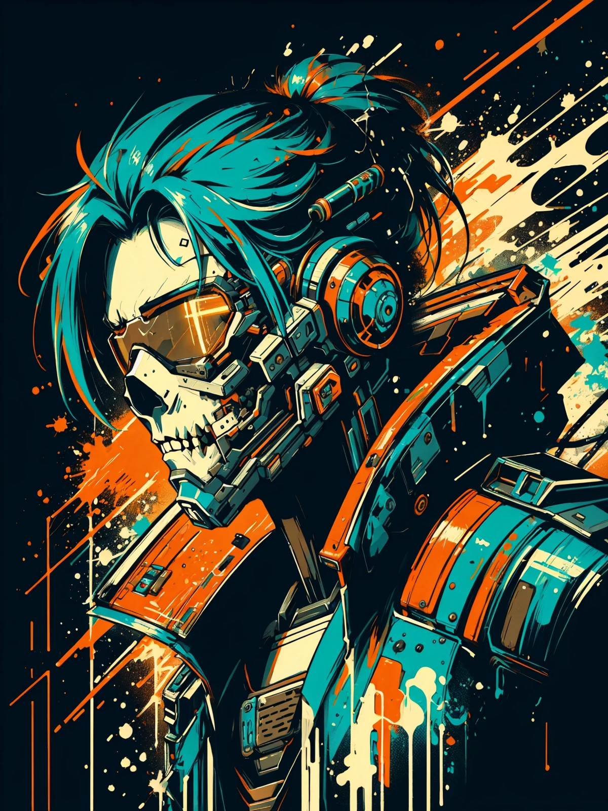 Super saiyan goku skull, watercolor pencil (medium), argyle background, barn, science fiction soft science fiction, curious, chromatic aberration abuse,