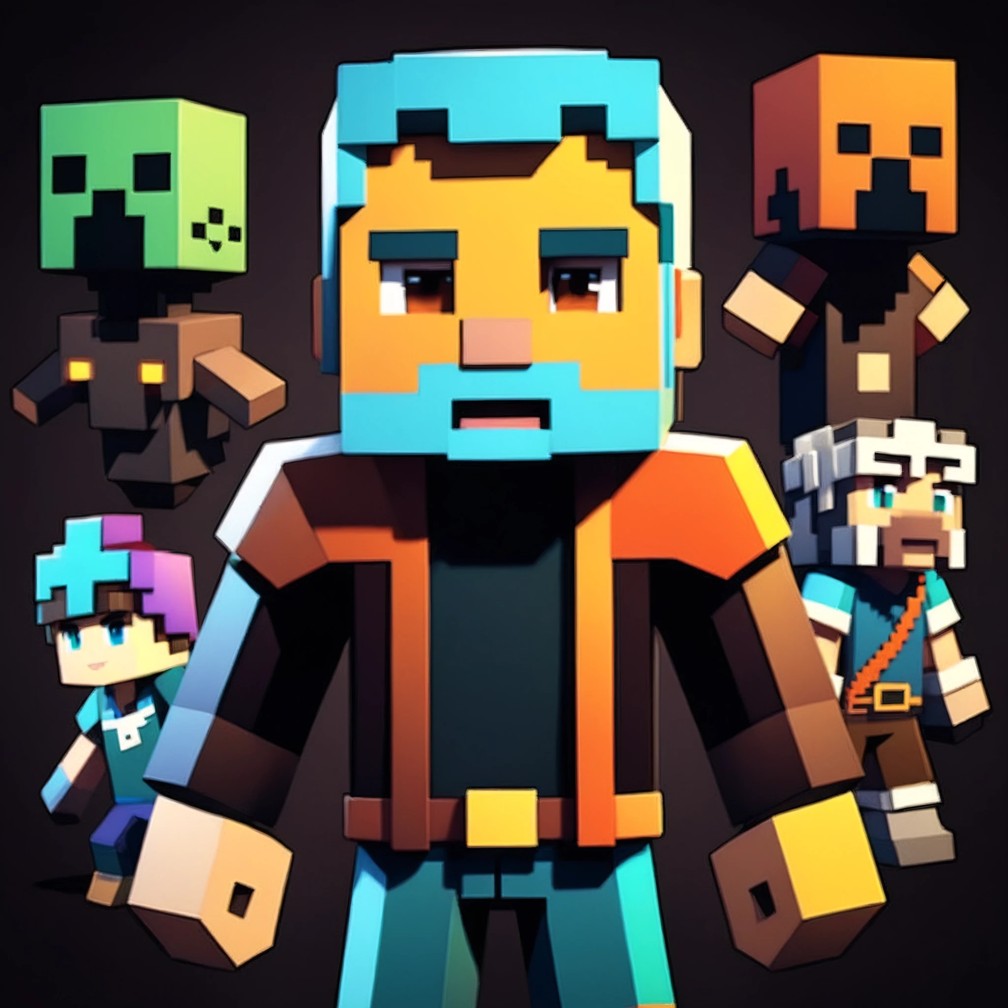 Minecraft style CntDK looking at the viewer, dark brown eyes . blocky, pixelated, vibrant colors, recognizable characters and objects, game assets