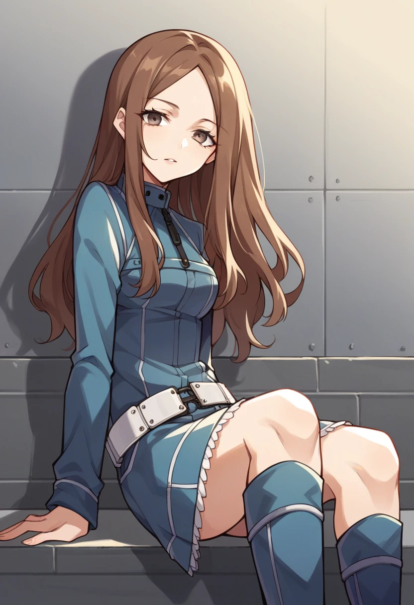 score_9, score_8_up, score_7_up, source_anime BREAK 1girl, solo, <lora:zs_ChiakiXL:1> chiakismtiii, long hair, brown hair, dress, long sleeves, belt, knee boots, nightclub, looking at viewer, sitting
