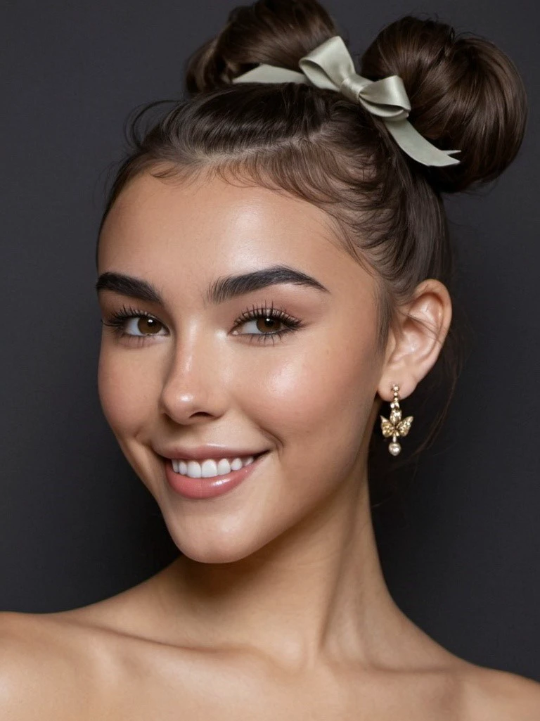 Madison, eye make up, smile, bows in hair