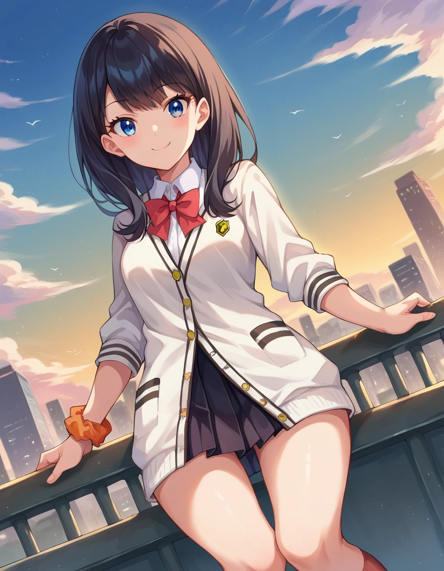 #Basics A girl is posing for a photo, animeのかわいい女の子, (((One Girl, Baby Face, Young girl, 16 years old))),
BREAK
#Clothing Accessories
(A school blazer with a black base and red accents + (Red and white)Checkered pleated skirt + A tie with a diagonal blue line on a red background + White knee-high socks with red lines:1.4 + Brown Loafers),
small red earrings, Silver Bracelet,
BREAK
#Features
((Black Hair)), Curly hair, (Twin tails : Short Hair + Wavy Hair + Hair blowing in the wind + Curly Hair + Red scrunchie),
(Droopy eyes, blue eyes), (Small breasts),
BREAK
#background environment
(noon、(Sunlit schoolyard + grass)),
#Facial Expression Pose
((A happy look + Open your mouth:3 + smile), (Standing pose with palms lightly placed on the sides of the hips)),
#composition
((Face the camera, Angle from below, Cowboy Shot)),
BREAK
#Body parts elements
(Detailed hair, Beautiful Hair, Shiny Hair),
(double eyelid, Long eyelashes),
(Expression of fine eyes, Beautiful and delicate eyes, Sparkling eyes, Eye Reflexes, Glitter Eyeliner),
(Human Ear),
(Beautiful Nose, Thin Nose),
(Glossy lips, Beautiful Lips, Thick lips, Glossy Lips, Natural Cheeks),
(Detailed face, Symmetrical facial features),
(Detailed skin, Textured skin, Beautiful Skin, Shiny skin),
BREAK
#Quality
(((Highest quality)), ((masterpiece)), ((Very detailed))), ((High resolution), (16K,1080P)),
(Realistic), (Anatomically correct),
((comics, anime)), (3DCG), CG illustration,
