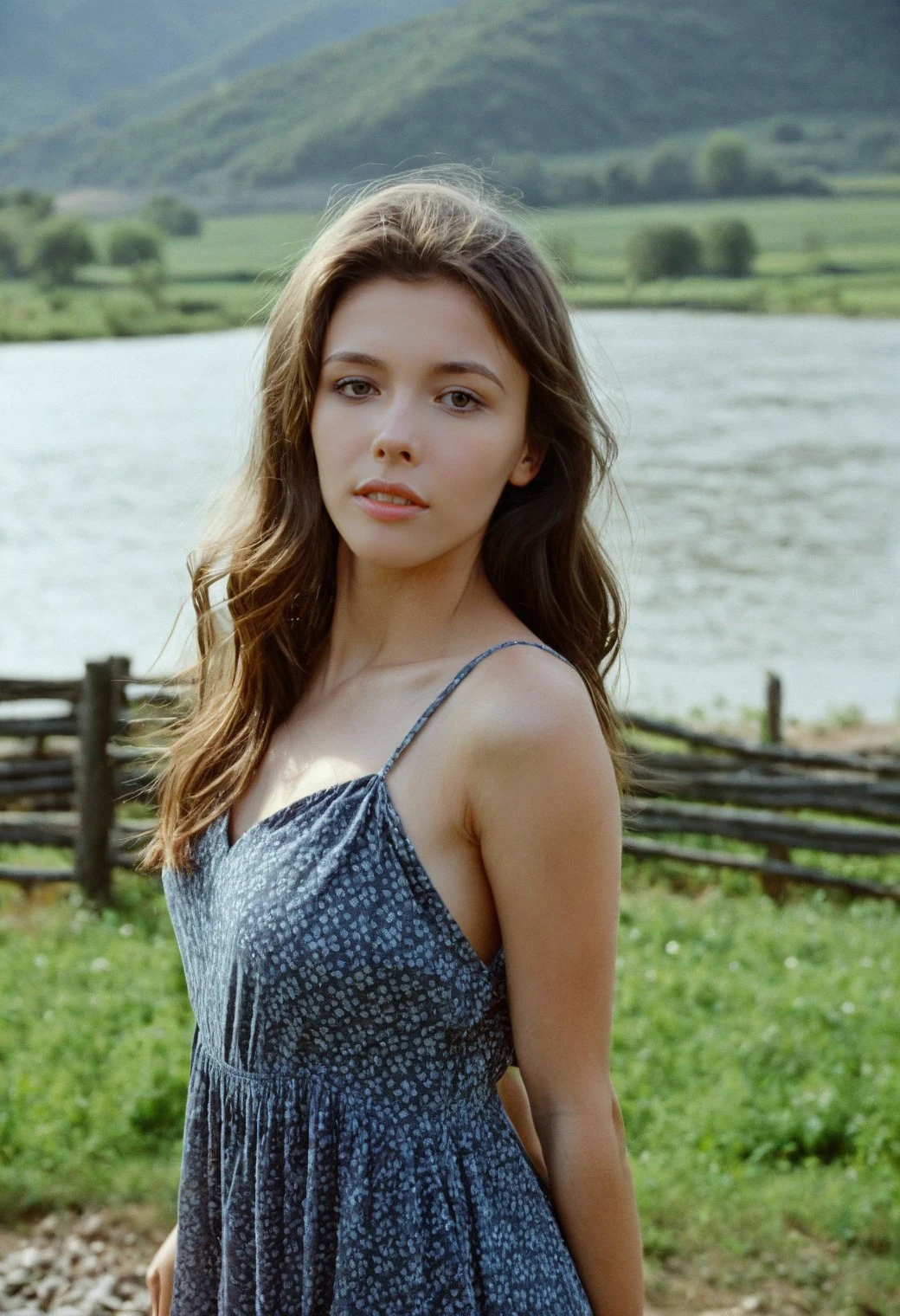 (((cinematic film still))) <lora:MilaAzul_SDXL_v1.0:1>
A captivating, 35mm photograph of the ohwx woman against a backdrop of a beautiful, serene countryside. The image is in RAW format, with a sharp focus on the face and a soft, natural lighting. The woman's skin has a flawless, smooth appearance with a subtle, film grain texture, and her pouty lips are perfectly captured. She is styled in a flowing, bohemian dress, with minimal accessories that showcase her natural, carefree beauty. The backdrop of the countryside creates a sense of freedom and relaxation, emphasizing the woman's confident, carefree attitude.
. shallow depth of field, vignette, highly detailed, high budget, bokeh, cinemascope, moody, epic, gorgeous, film grain, grainy