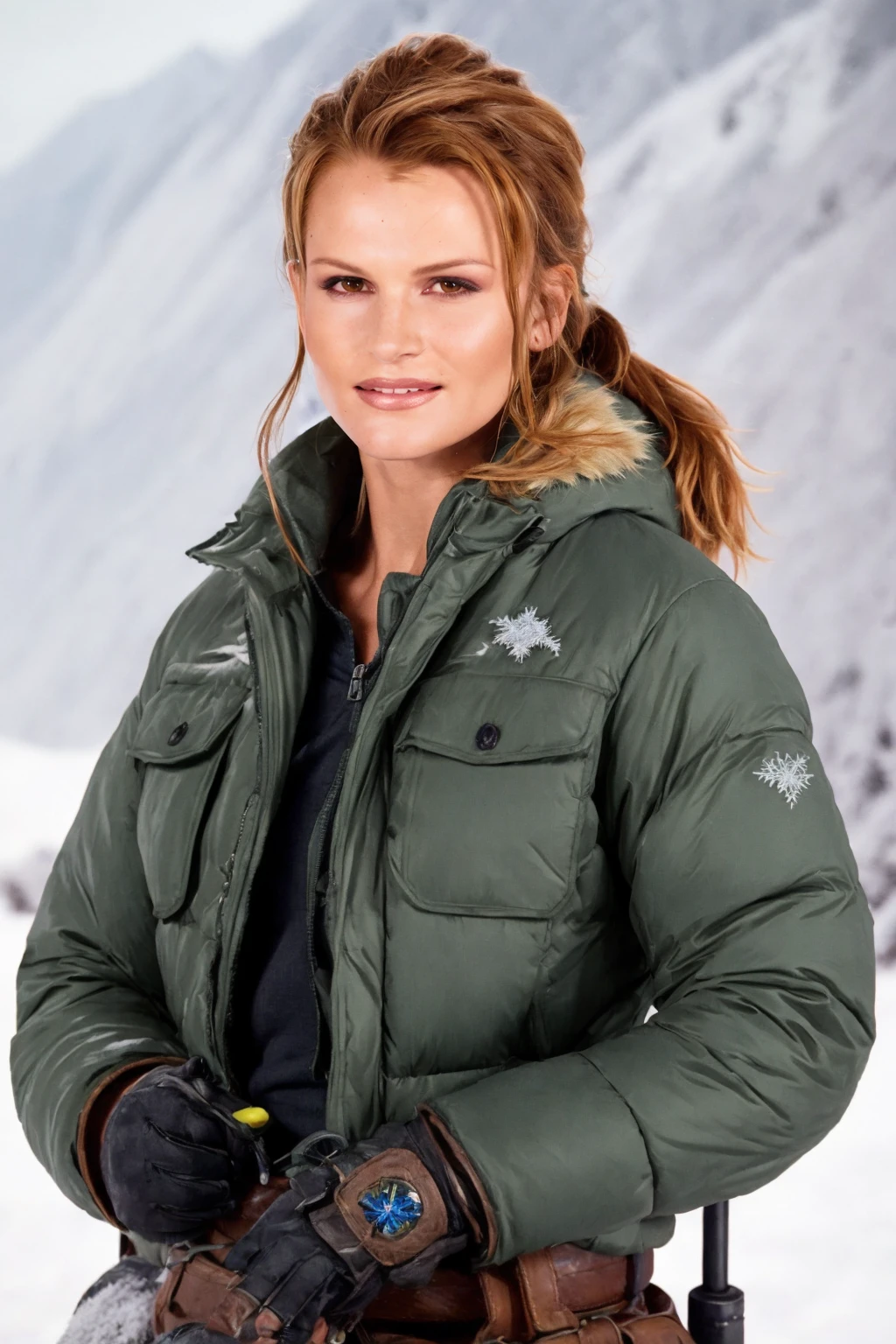 (Tomb Raider), beautiful woman Sana Fey as the female protagonist, winter parka, ice axe, snowy mountainside, (cowboy shot, cinematic lighting), (looking at viewer, subtle smile) <lora:Sana Fey_epoch_16:0.9>, RAW candid cinema, 16mm, color graded portra 400 film, remarkable color, ultra realistic, textured skin, remarkable detailed pupils, realistic dull skin noise, visible skin detail, skin fuzz, dry skin, shot with cinematic camera