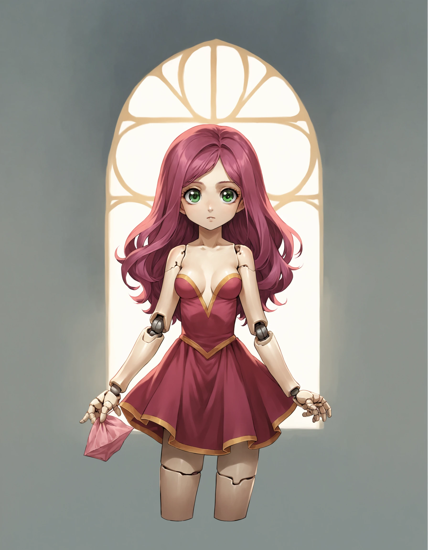 score_9, score_8_up, score_7_up, score_6_up, score_5_up, score_4_up, BREAK extremely beautiful doll, BREAK , ((doll joints, plastic doll)), (green eyes), BREAK 1girl, solo, magenta hair, ((wizard, mage)), green eyes, bare shoulders, skimpy dress, (high quality, best illustration)
