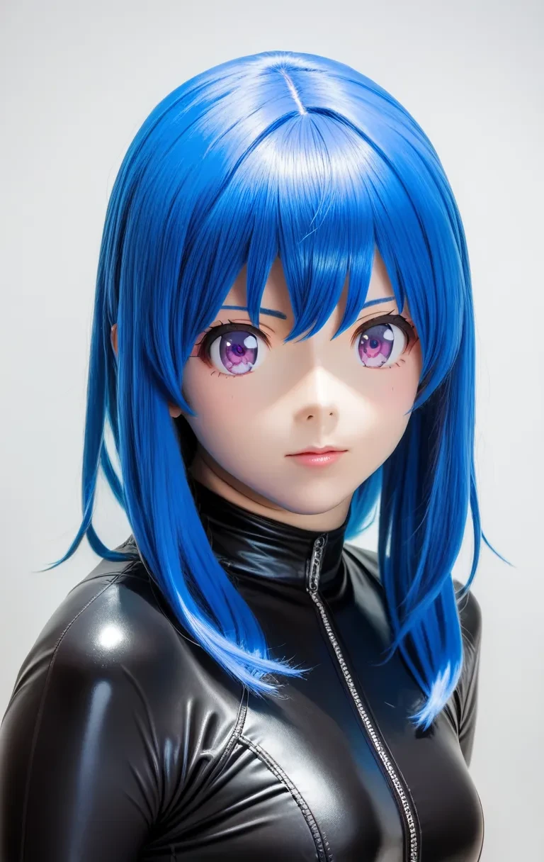 cosplay photo, animegao, 1girl, solo, upper body, black bodysuit, purple eyes, blue hair
score_9 score_8_up score_7_up score_6_up score_5_up score_4_up
<lora:agkr4pd6:0.8>