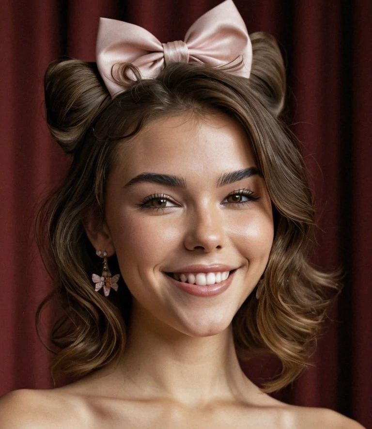 Madison, eye make up, smile, bows in hair