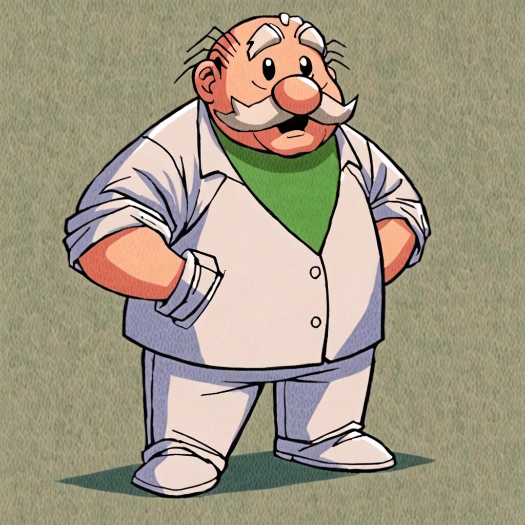 score_9, score_8_up, score_7_up, score_6_up, score_5_up, score_4_up, BREAK source_anime,,1990s \(style\), dr simi, facial hair, full body, 1boy, facial hair,male focus, mustache, scientist clothes ,<lora:dr_simi_x_mama_lucha:1>