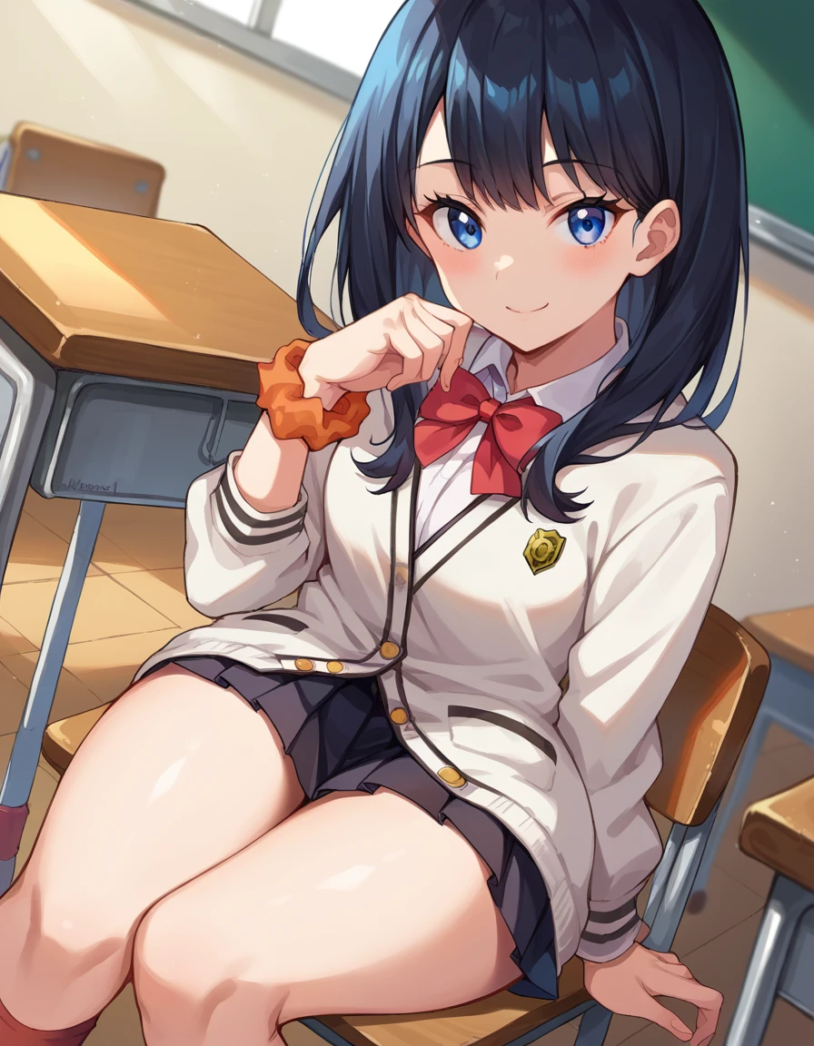 score_9, score_8_up, score_7_up, score_6_up, score_5_up, score_4_up, (source_anime),Delicate beautiful girl, pussy, spread legs, tactile hair, black hair, Glasses, classroom, big tits, open shirt ,Wearing a white coat over a sailor suit, Masturbation(((NSFW))) ((Poker face))