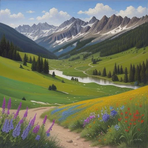 summer meadow in the mountains, wildflowers,  BOBROSS