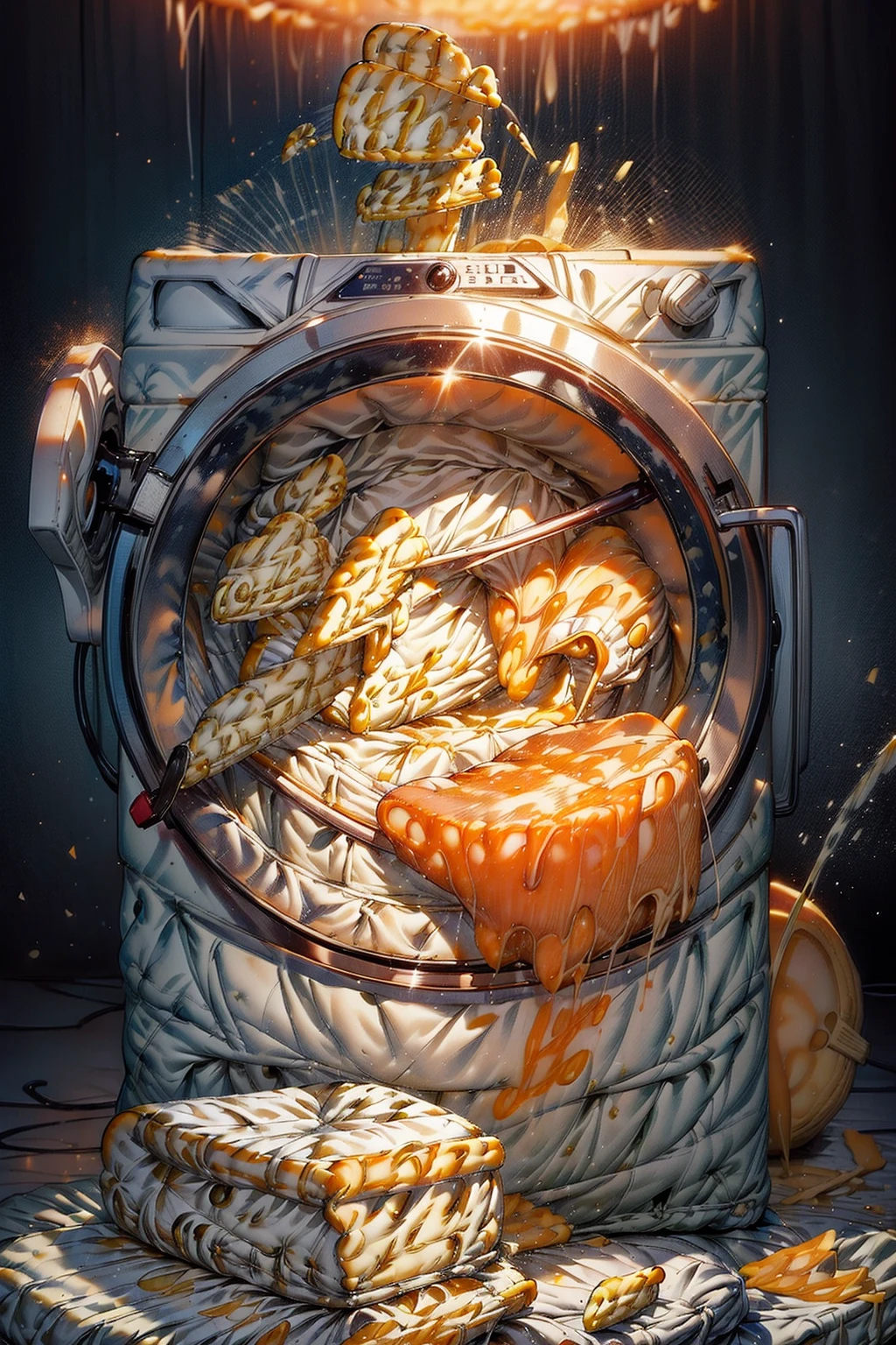 <lora:CheeseWorld:1.0>  (CheeseWorld:1.3) (washing machine:1.3)  (futuristic world:1.2)   max quality, ultra-detailed, masterpiece. <lora:more_details:1.0>