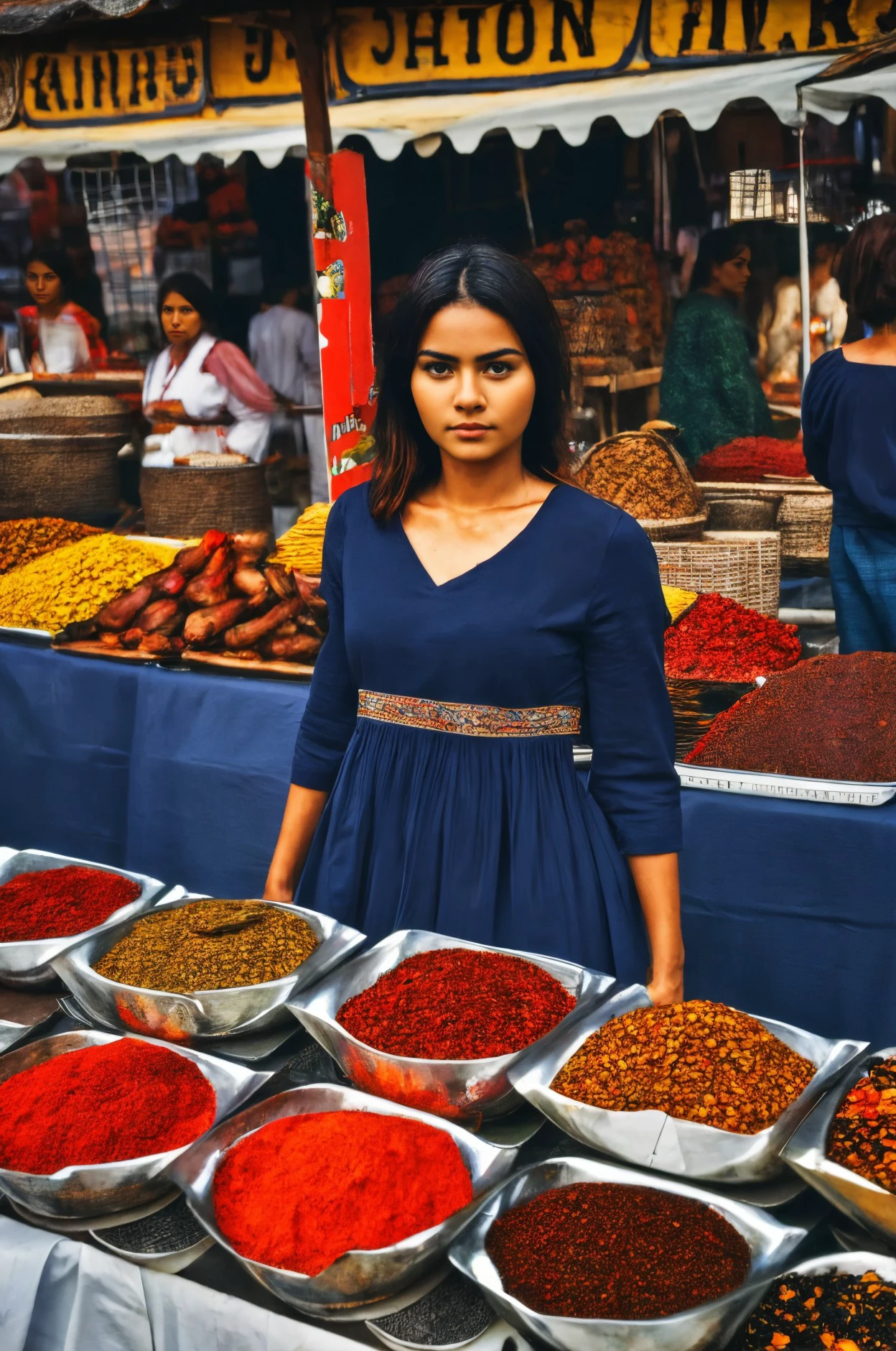 woman middle shot, hdr, European, beautiful, wearing Navy blue dress <lora:dynamic_shot_03_hdr:0.95>
detailed face, Street market and exotic spices,
masterpiece, highres,